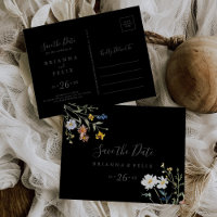 Salvar a Data Floral Preto Horizontal Selvagem