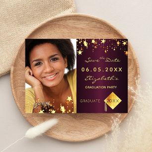 Cartão Postal Salvar a data foto festa de formatura borgonha