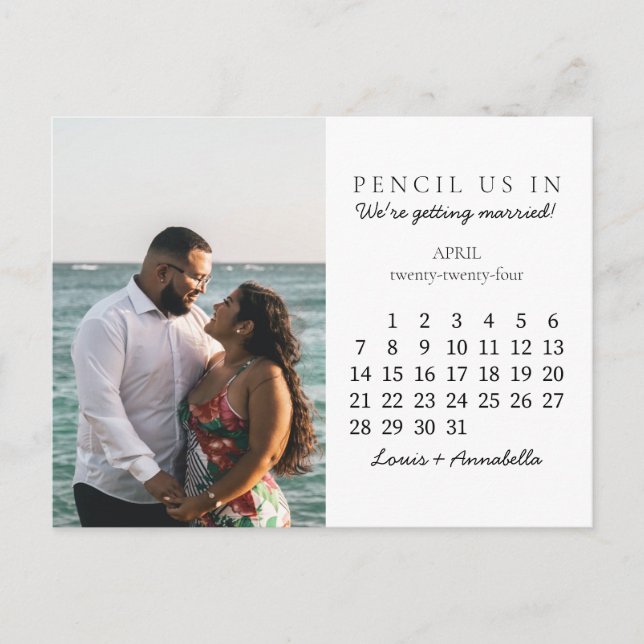 Cartão Postal Salvar o Calendário de Data de abril de 2024 (Frente)