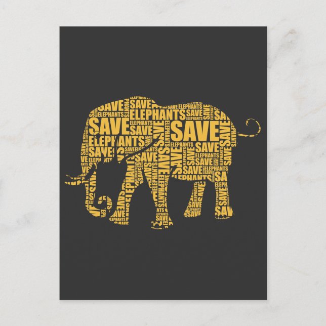Cartão Postal Salvar os Elefantes Safari Elefante Proteger Anima (Frente)