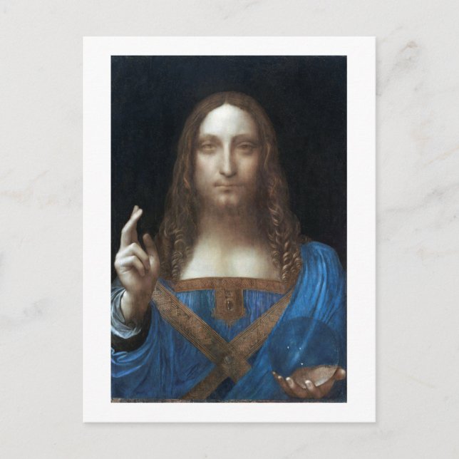 Cartão Postal Salvator Mundi, Cristo de Jesus, Leonardo da Vinci (Frente)