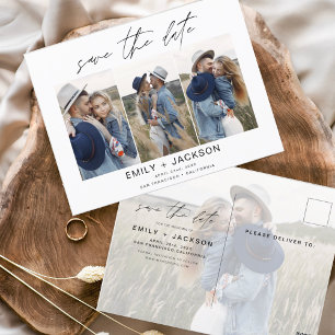 Cartão Postal Salve a data 4 Photo Elegant Classy Modern