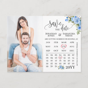 Cartão Postal Salve a data Calendário fotográfico Casamento flor