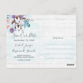Cartão Postal Salve a Data Casamento de Algodão do Sul 3-Foto