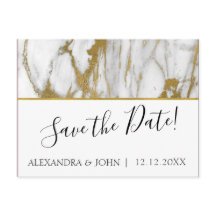 Salve a data de branco e Dourado mármore elegante