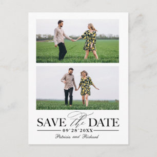 Cartão Postal Salve a Data de Casamento Elegante 2 Colagem de Fo