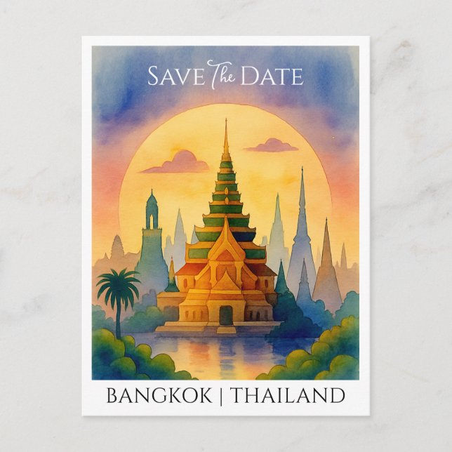 Cartão Postal Salve a data de lançamento Bangkok Tailândia (Frente)