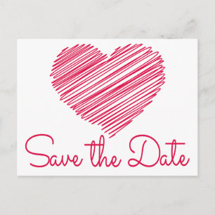 Cartão Postal Salve a Data Doodle Anúncio de Casamento / Evento