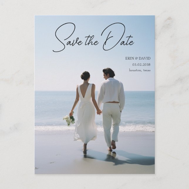 Cartão Postal Salve a data! Foto do moderno Marble 1 (Frente)