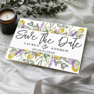 Cartão Postal Salve a Data Limões e Lavanda Casamento 
