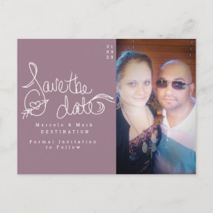 Cartão Postal Salve a data Mensagem de giz com script minimalist