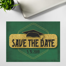 Cartão Postal Salve A Graduação De Data Verde Moderno Dourado