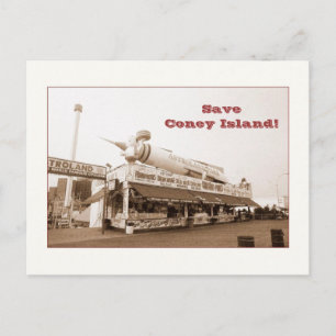 Cartão Postal Salve Coney Island! (sepia)