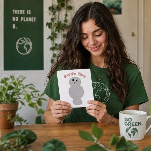 Cartão Postal Salve-me Peixe-boi Triste Fofo Conservação da Vida
