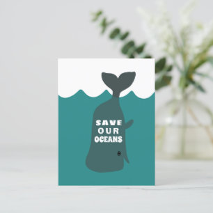 Cartão Postal Salve nossa baleia de arte ambiental dos oceanos
