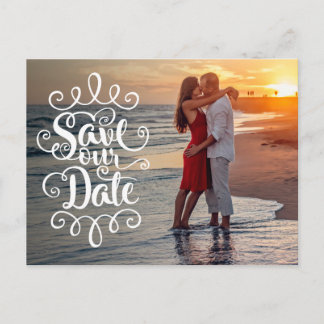 Cartão Postal Salve nosso casamento de data | Script de Ornament