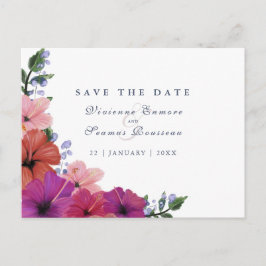 Cartão Postal Salve o casamento da flor da água tropical Date