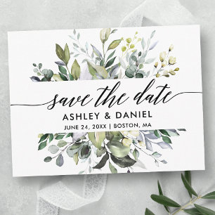 Cartão Postal Salve O Dia Aquarela Caligrafia Verde