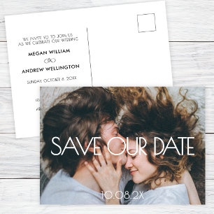 Cartão Postal Salve o dia do casamento com foto estética moderna