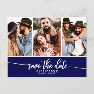 Cartão Postal Salve o Dia do Casamento Moderno com Colagem de 3 