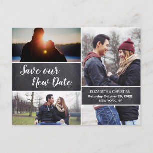 Cartão Postal Salve o nosso novo casamento com a Colagem de Foto