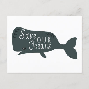 Cartão Postal Salve o nosso oceano branco de baleia ambiental