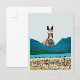 Cartão Postal Salve os Cavalos Selvagens, Salve a Natureza