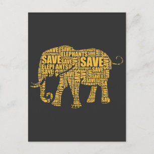 Cartão Postal Salve os Elefantes Safari Elefante Proteger Animai