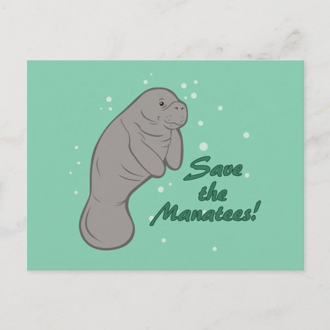 Cartão Postal Salve os Manatees! (Frente)
