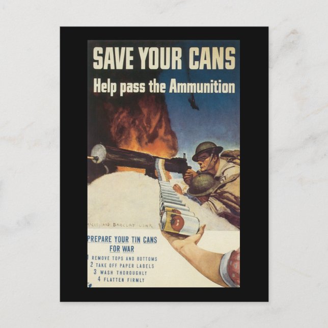 Cartão Postal Salve suas latas na 2ª Guerra Mundial (Frente)