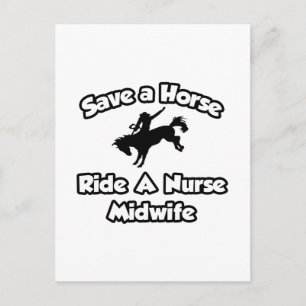 Cartão Postal Salve um Cavalo, leve uma enfermeira parteira