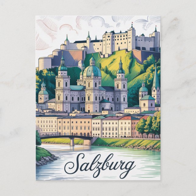 Cartão Postal Salzburg Áustria (Frente)