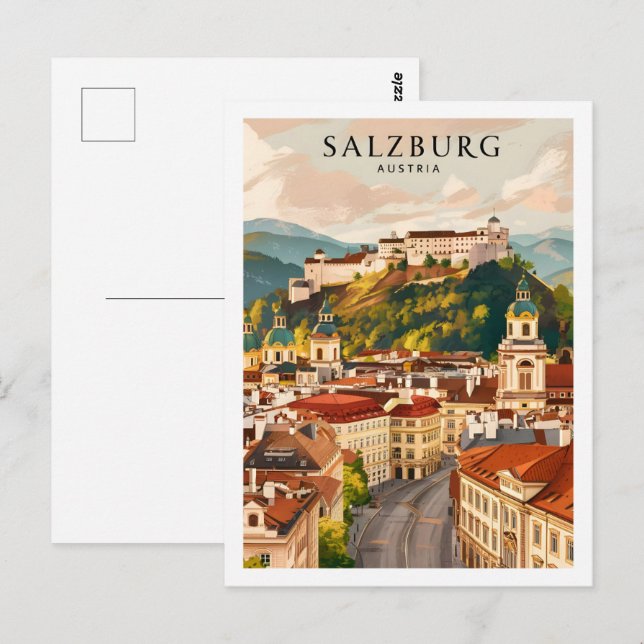 Cartão Postal Salzburg Austria Famous Viagem Place (Frente/Verso)