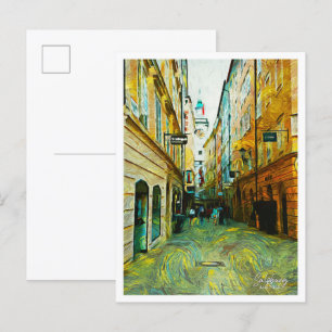 Cartão Postal Salzburg Áustria Linda Cidade de Pintura Petrolífe