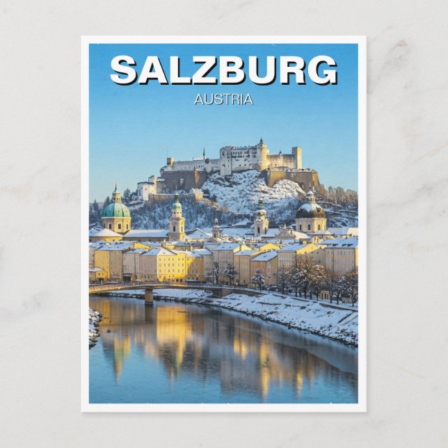 Cartão Postal Salzburg Áustria Viagem Winter (Frente)