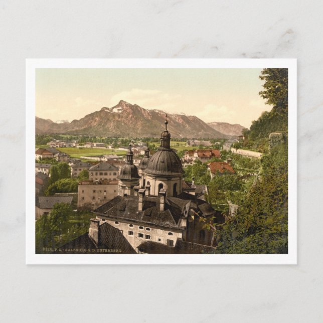 Cartão Postal Salzburg e Untersberg, Áustria (Frente)