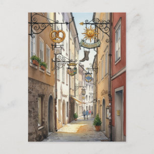 Cartão Postal Salzburgo Pintura de Rua Áustria