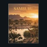 Cartão Postal Samburu Reserve, Archer's Post, Samburu County<br><div class="desc">Samburu National Reserve is a rugged and semi-arid landscape in Northern Kenya, divided by the Ewaso Ng'iro River. It is home to the 'Samburu Special Five'—the reticulated giraffe, Grevy's zebra, Somali ostrich, Beisa oryx, and gerenuk—species not easily found elsewhere. The reserve is set against the backdrop of red dirt and...</div>