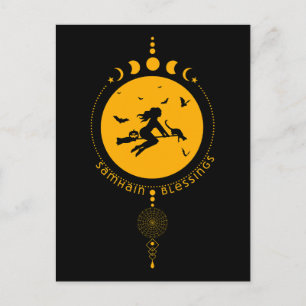 Cartão Postal Samhain Blessings, bruxa