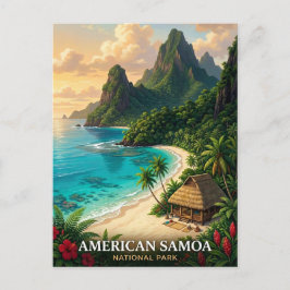 Cartão Postal Samoa Americana Viagem Parque Nacional Praia Tropi