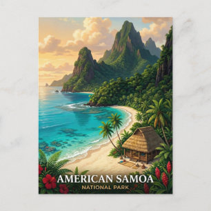 Cartão Postal Samoa Americana Viagem Parque Nacional Praia Tropi