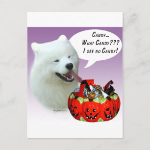 Cartão Postal Samoyed Halloween Candy