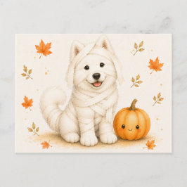 Cartão Postal Samoyed Mamãe Halloween