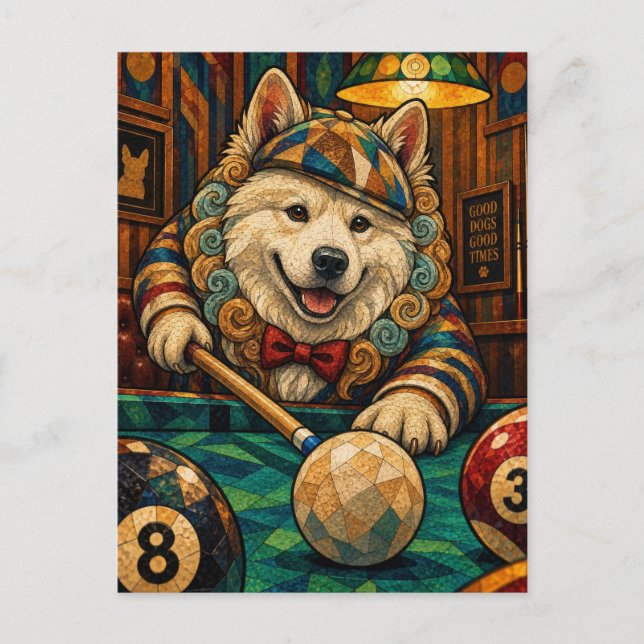Cartão Postal Samoyed, Mosaico Geométrico (Frente)
