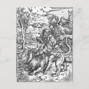 Cartão Postal Samson jogando o leão, c.1496-98