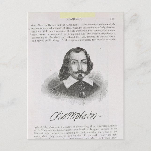 Cartão Postal Samuel de Champlain (Frente)