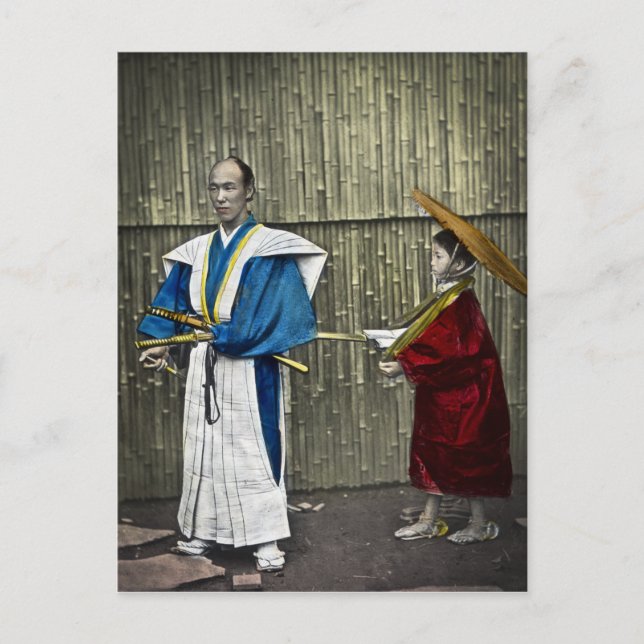 Cartão Postal Samurai e Servo (Frente)