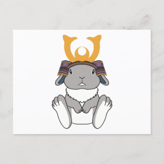 Cartão Postal Samurai Holland Lop Rabbit Warrior Gray