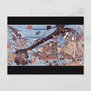 Cartão Postal Samurai Japan Painting c. década de 1800