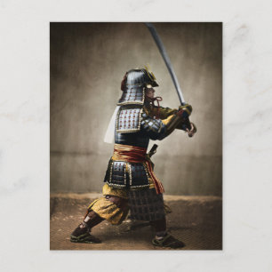 Cartão Postal Samurai japonês em Armor com Katana